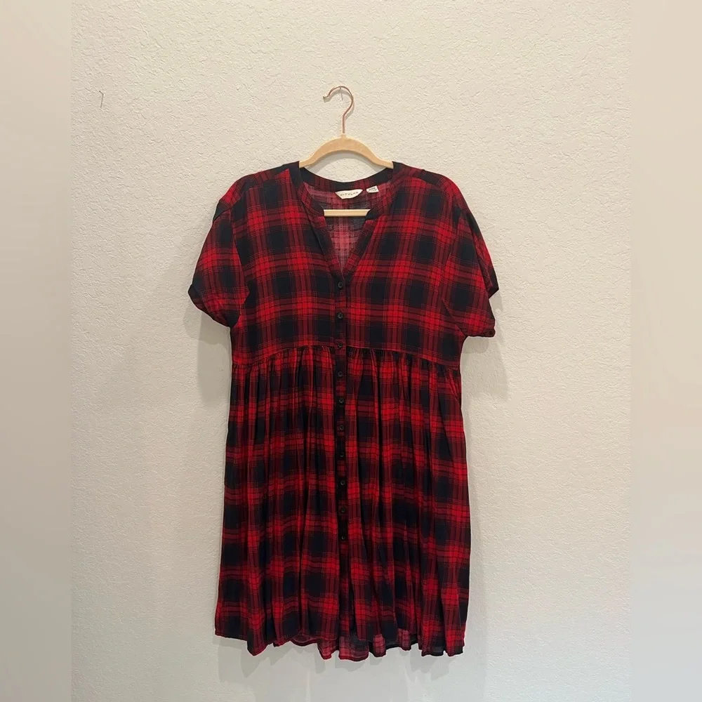 Anthro plaid loose Christmas dress - Picture 1 of 2